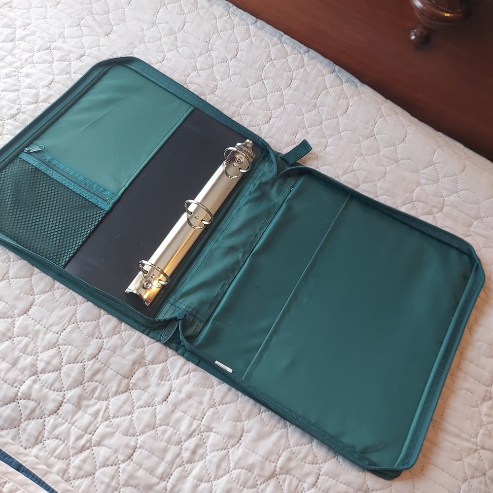 Vintage Mead Five Star Zipper 3 Ring Binder Teal Green School Office Storage - Picture 3 of 8